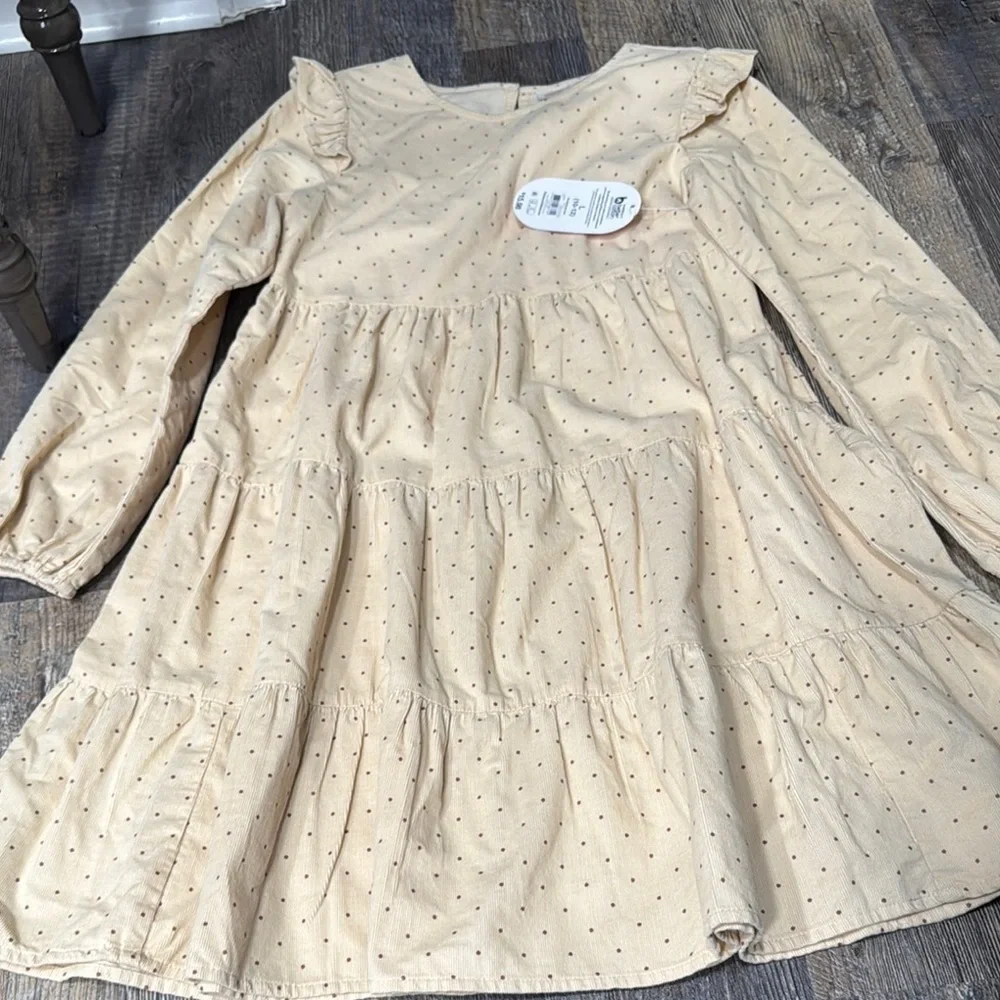 Wonder nation Kids Cream cord raffle Polka Dot Dress